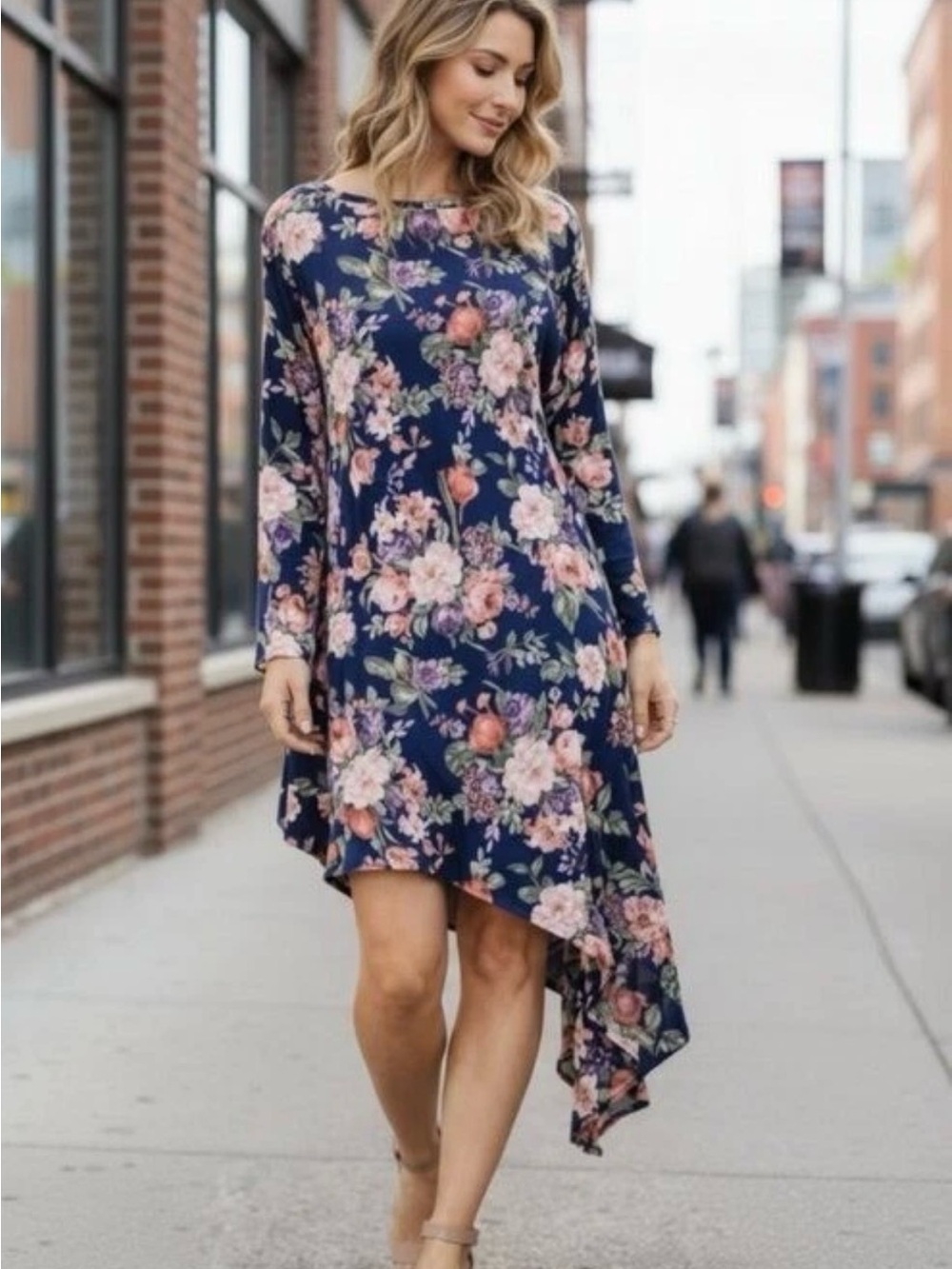 Abercrombie & Fitch Floral Asymmetrical Hem Shift Dress Sz S NWOT